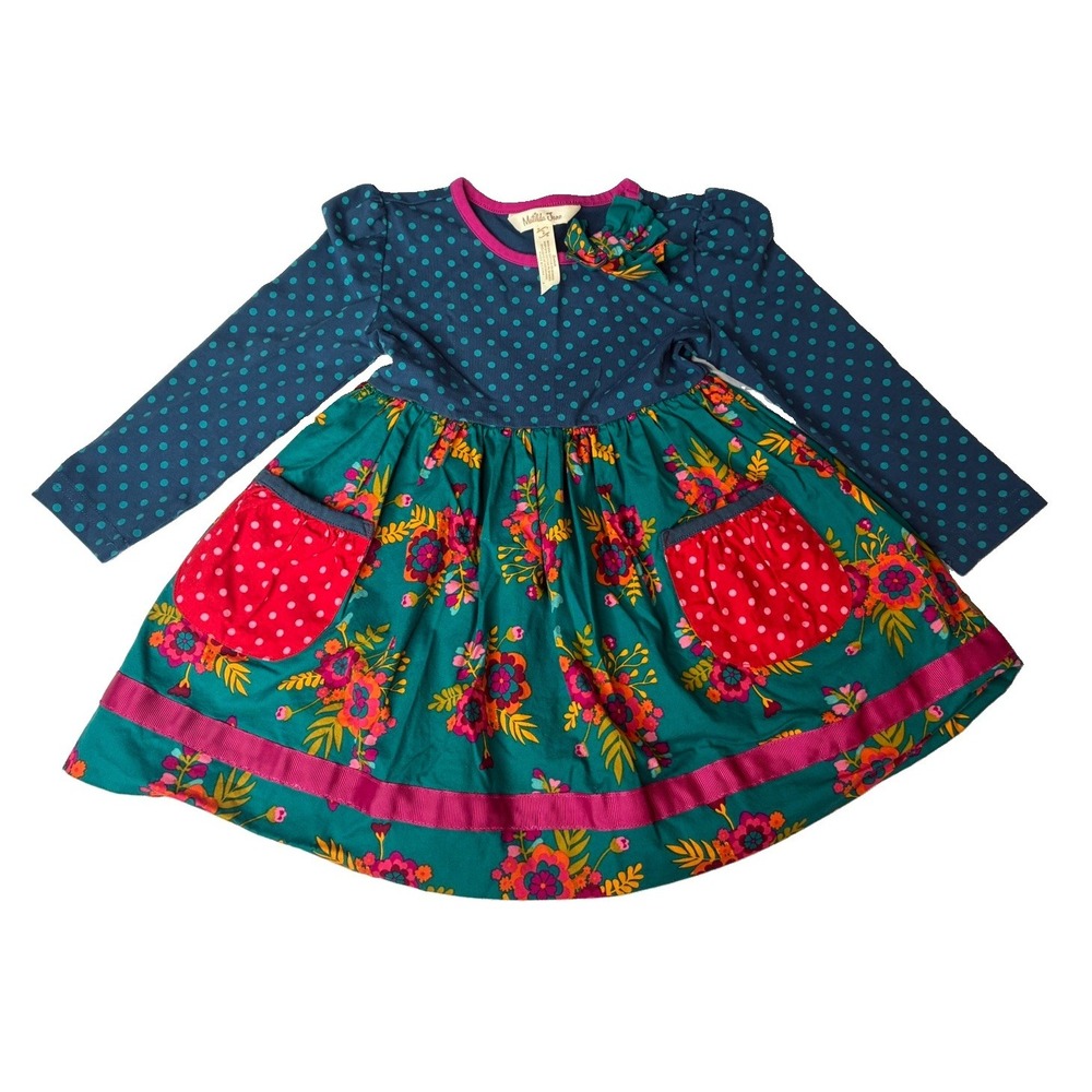 Matilda Jane Dress Girl Merry Merry Moments With You Floral Polkadot Sz 2